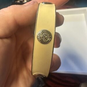 Cream Bangle with Silver Accents
